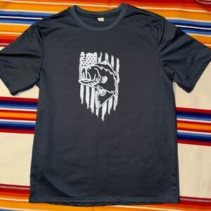 New Mens Patriotic Fish Print T-Shirt